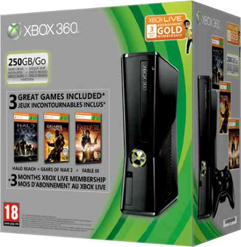 Consola Xbox 360 250 Gb Fable Iii Halo Reach Gears 2 3 Meses